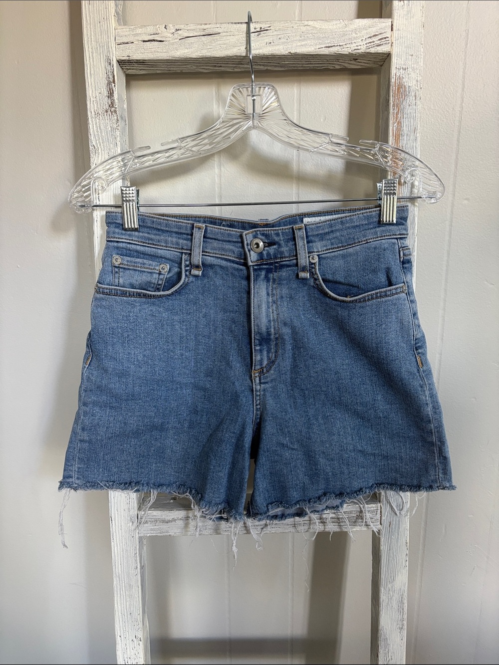 rag & bone Light Blue Raw-Hem Denim Shorts